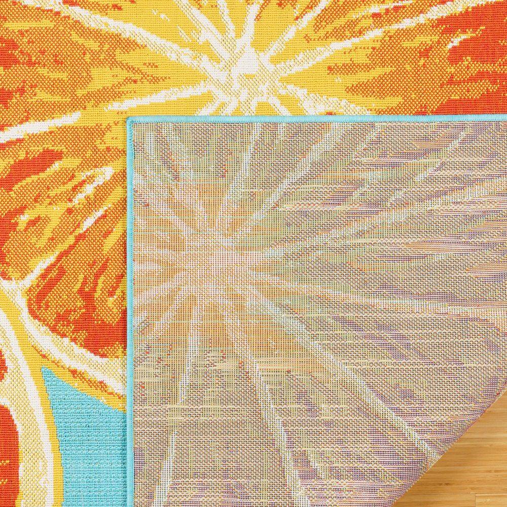 Teal and Orange Slices Flat Woven 6' x 9' Indoor/Outdoor Rug