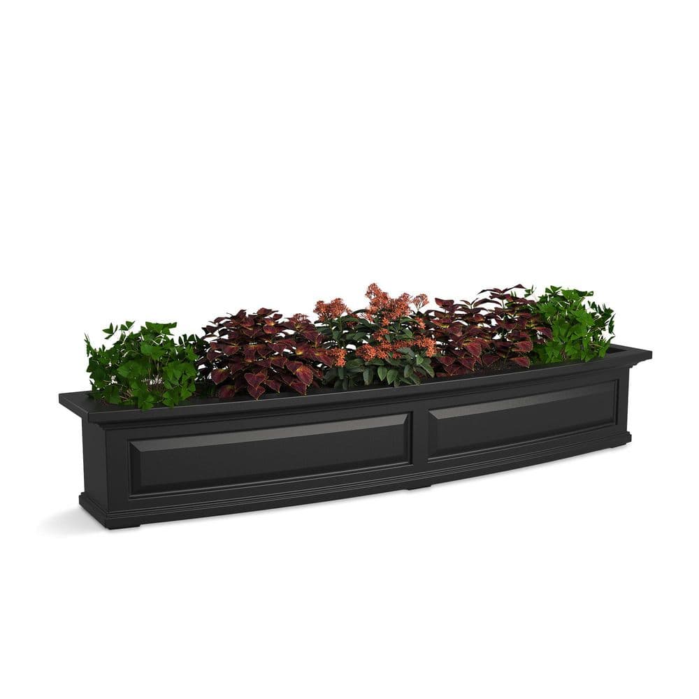Nantucket Black Polyethylene Outdoor Window Box with Water Reservoir