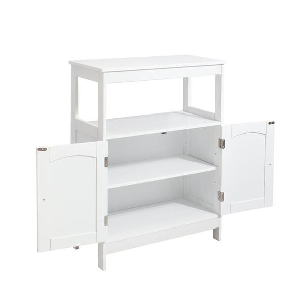 Unbranded 23.62 in. W x 11.81 in. D x 31.5 in. H White Linen Cabinet Storage Organizer with 2 Doors and Shelves for Bathroom