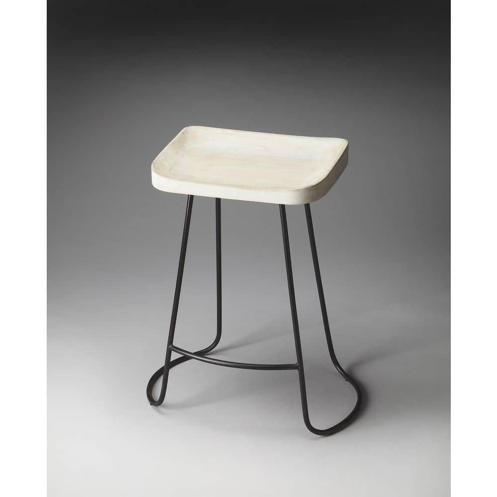 Alton White Mango Wood and Iron Backless Counter Stool