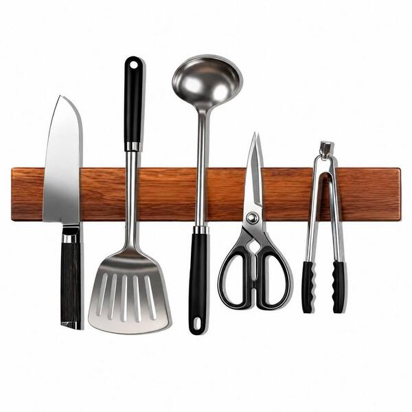 Acacia Wood Magnetic Knife Holder, 16 Inch Wall Mount Knife Strip for Kitchen Cabinet and Refrigerator