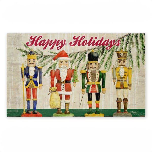 Classic Nutcrackers Happy Holidays Red 18 in. x 30 in. Polyester Non-Slip Outdoor Door Mat