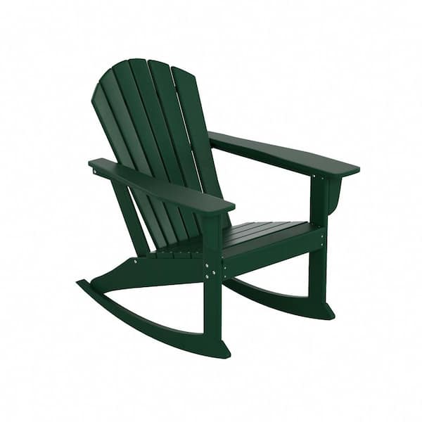 Mason Dark Green Adirondack HDPE Plastic Outdoor Rocking Chair