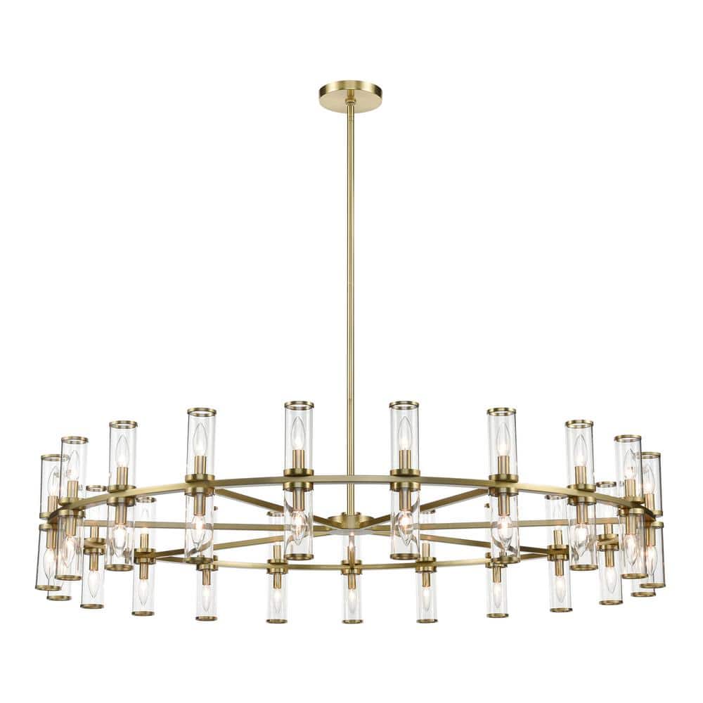 Natural Brass and Crystal 42-Light Candle Chandelier