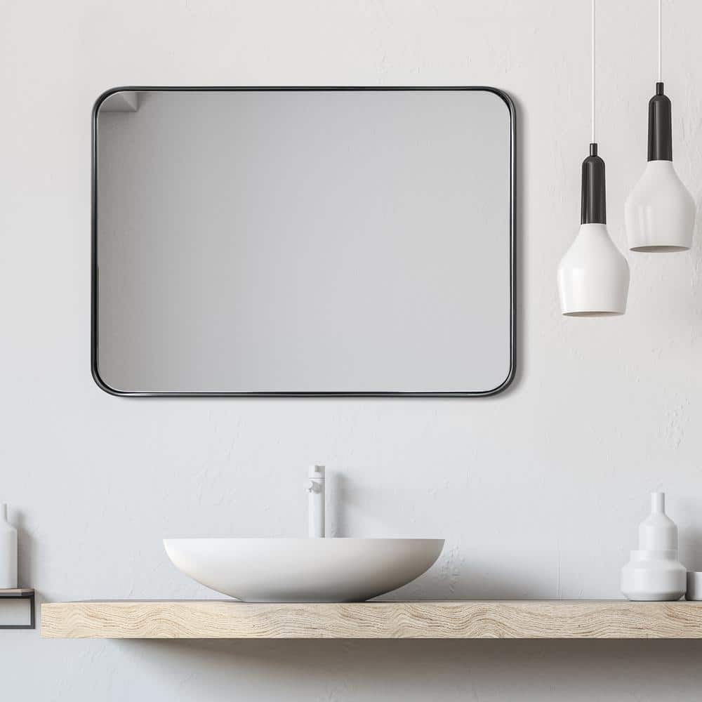 Sleek Black Stainless Steel Full-Length Mirror 22" x 30"