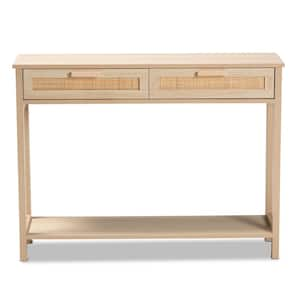 Baxton Studio Sebille 39.4 in. Light Brown Rectangle Wood Console