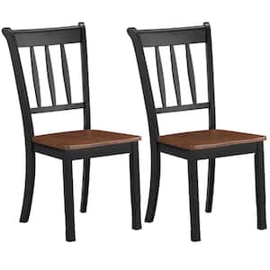 Black Wood Dining Chair High Back Rubber Wood Kitchen Whitesburg Side Chair Set of 2