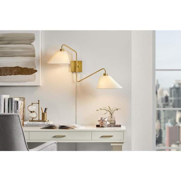 Eppinger 6 in. 2-Light Aged Brass Wall Sconce