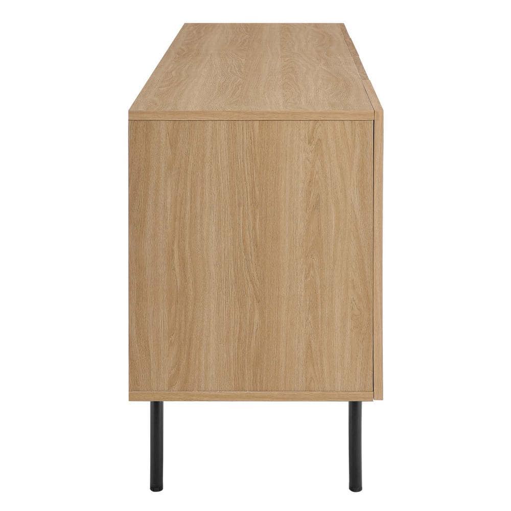Chaucer Oak Wood Grain Textured Sideboard with Rattan Weaving