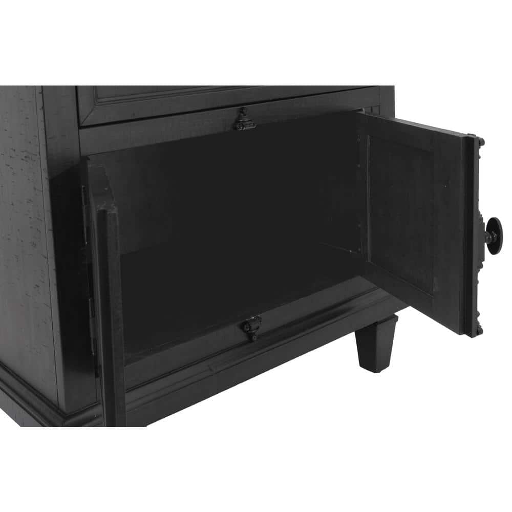 Rustic Gray Wood Nightstand with USB Ports and Twist Lock