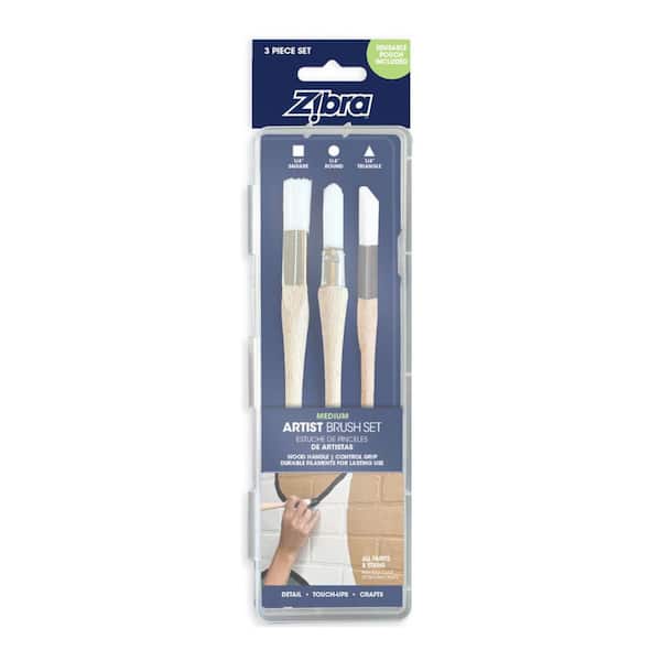 Medium Artist Kit 1/4 in. Poly Angled 3 Piece Paintbrush Set