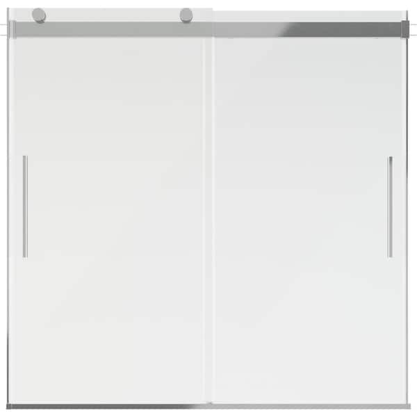Classic 500 55-3/8 to 59-3/8 in. W x 59 in. Frameless Sliding Bathtub Door in Chrome with 5/16 in. Clear Glass