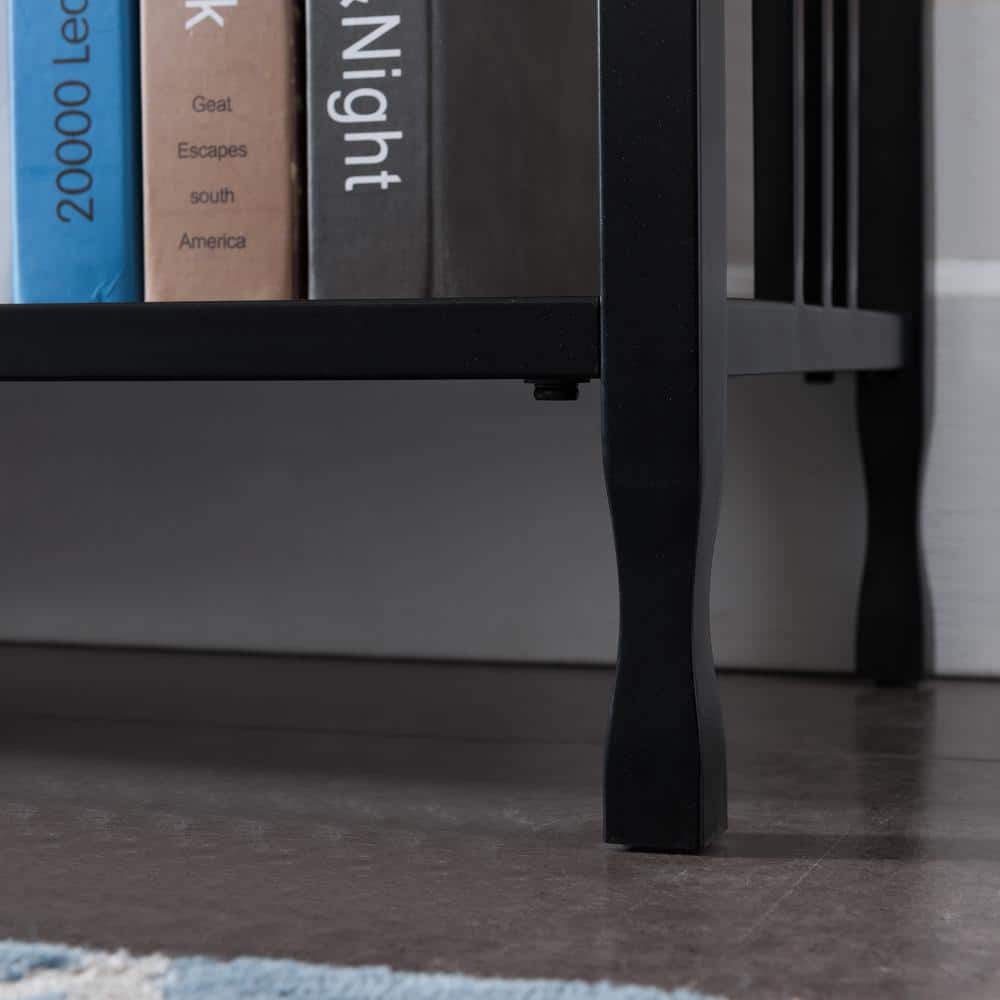 Ironcraft Mission Oak and Black Wood Sofa Table with Storage