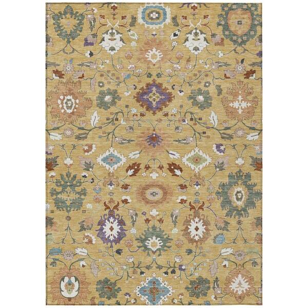 Chantille Machine Washable Indoor/Outdoor Abstract ACN2458 Gold 3 ft. x 5 ft. Area Rug