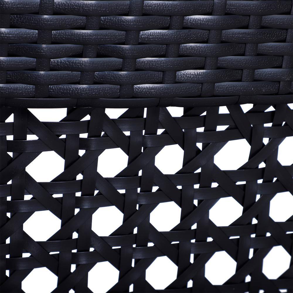 Outsunny Black 2-Person Wicker Glider Bench with Steel Frame