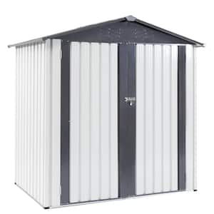 6 ft. W x 4 ft. D Garden Metal Storage Shed Outdoor Storing Tools with Hinge Door for Garden Lawn, White (24 sq. ft.)