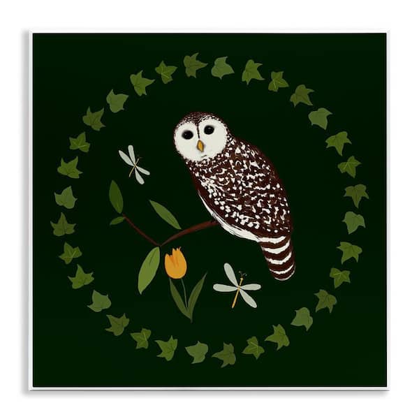 Stupell Industries Owl and Tulip Wreath by Michelle Ingari Designs Unframed Animal Graphic Art Print 12 in. x 12 in.