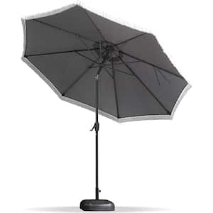 9 ft. Octagon Aluminum Auto-Tilt Outdoor Patio Market Umbrella with Tassel Design, Gray