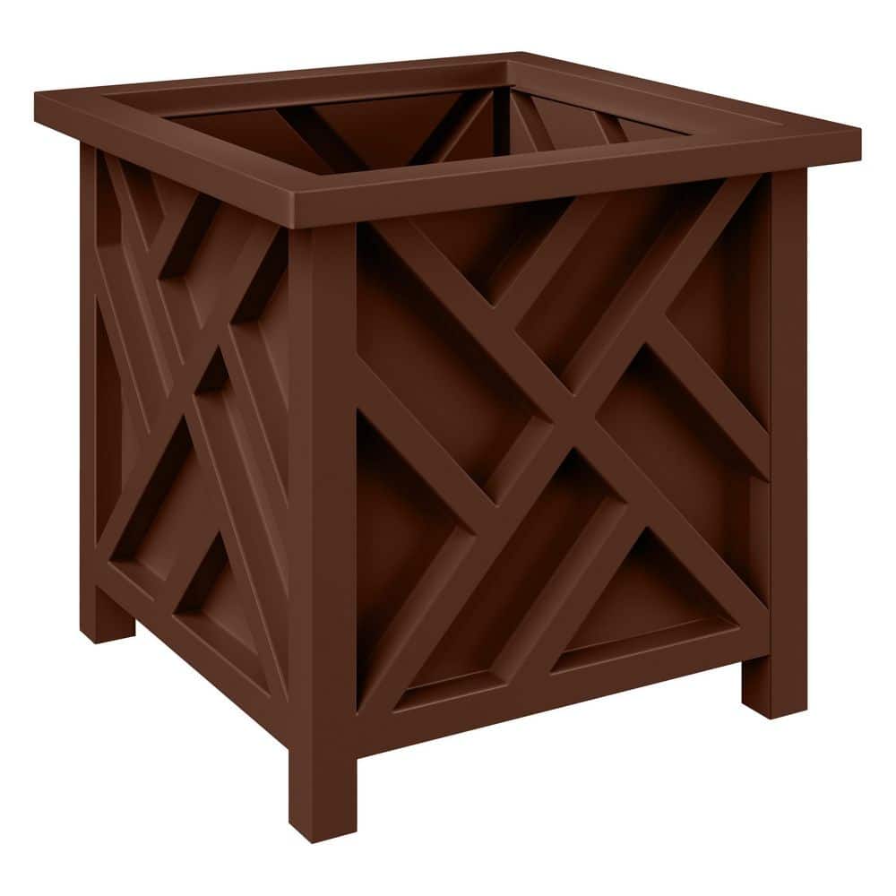 15.5-Inch Brown Polypropylene Lattice Design Planter Box