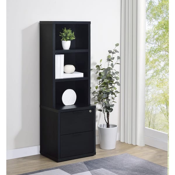 Coaster Westpark 61 in. Tall Black Wood 3-Shelf Ladder Bookcase