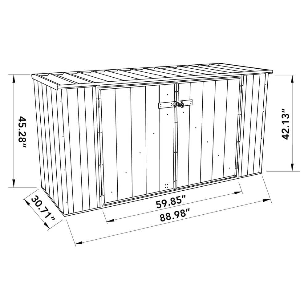 Monument Gray 7.5 Ft. x 2.5 Ft. Galvanized Steel Double Door Storage Shed