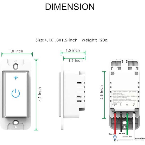 Ahfiwaso 15 Amp Smart Wifi Touch Light Switch with Alexa and
