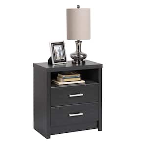 District 2-Drawer Washed Black Nightstand
