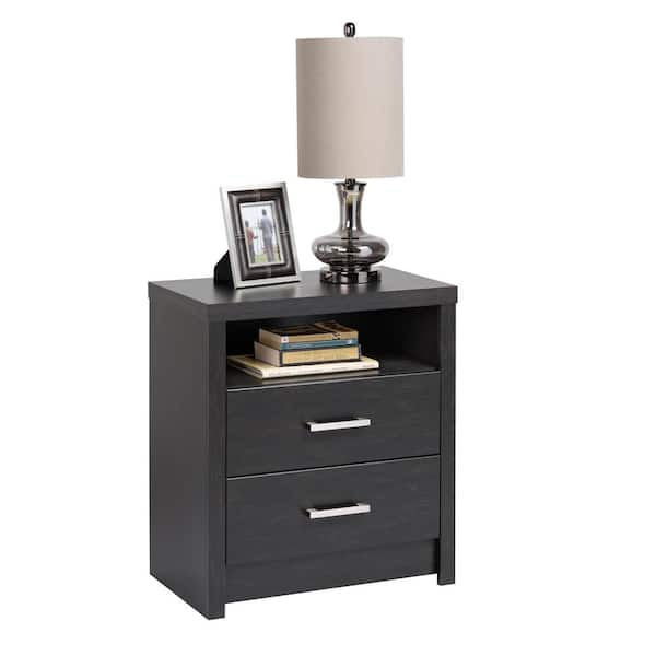 Prepac District 2-Drawer Washed Black Nightstand