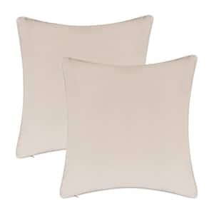 A1HC Beige Velvet Decorative Pillow Cover (Pack of 2) 20 in. x 20 in. Hidden YKK Zipper, Throw Pillow Covers Only