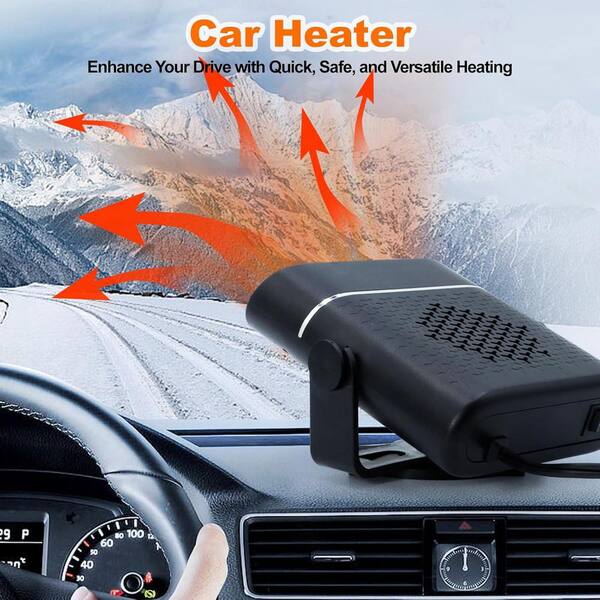 car heaters that plug into your cigarette lighter N/A 150W 12V 2-in-1 Electric Black Portable Car Heater That Plugs into Cigarette Lighter, 360° Free Adjustment