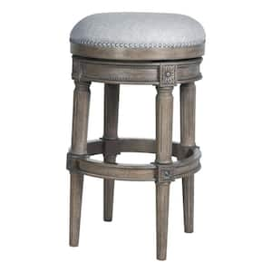 31 in. White Backless Wood Bar Chair with Wood Seat