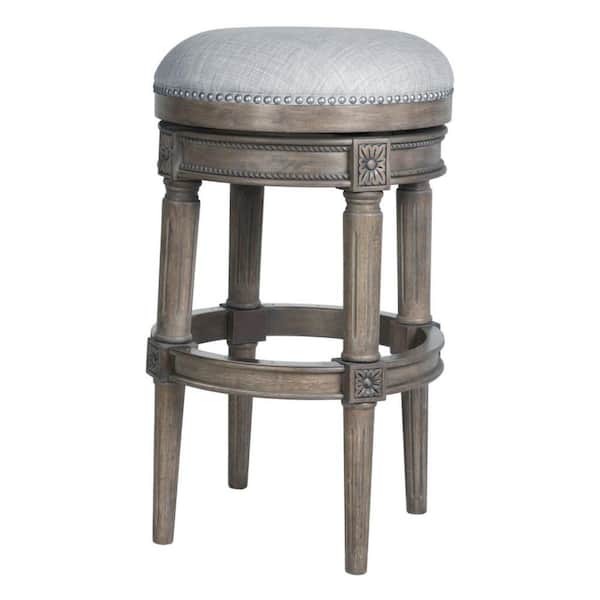 HomeRoots 31 in. White Backless Wood Bar Chair with Wood Seat
