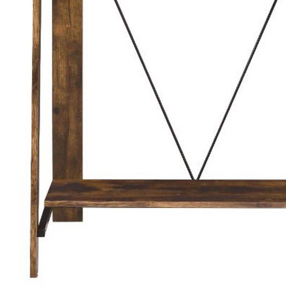Weathered Oak and Black Adjustable Height Desk with Hutch