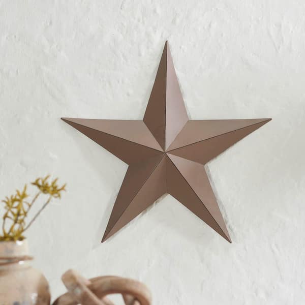 1-Piece 18 in. x 18 in. Rust Brown Distressed Metal Star Wall Decor