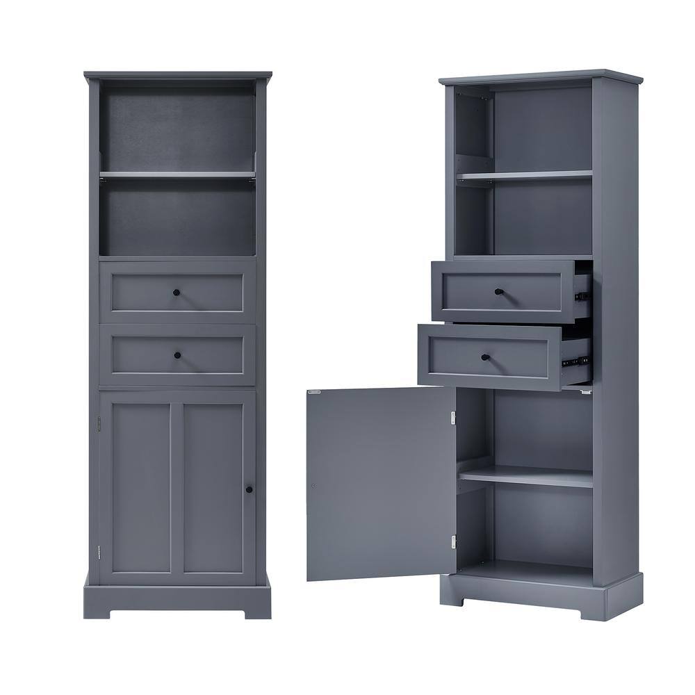 Cesicia 22 in. W x 12 in. D x 66 in. H Gray MDF Freestanding Bathroom