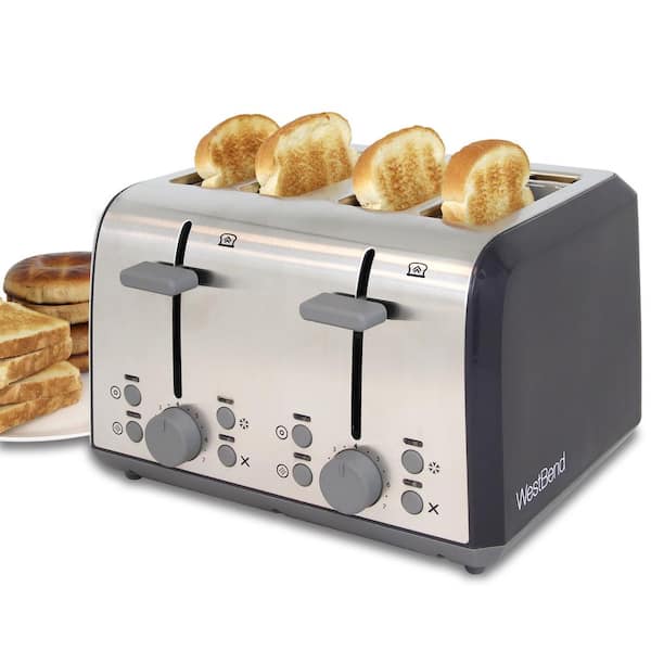 KitchenAid 4-Slice Silver Wide Slot Toaster with Crumb Tray and