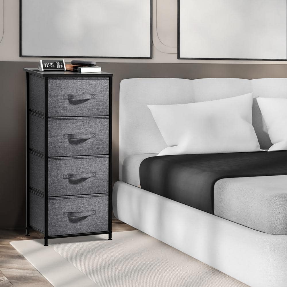 Black and Charcoal Tall 4-Drawer Storage Dresser