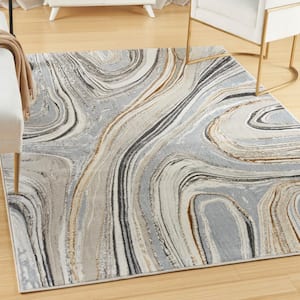 Glam Grey Gold 5 ft. x 7 ft. Abstract Contemporary Area Rug