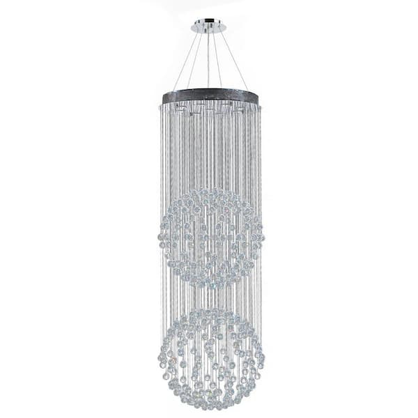 Worldwide Lighting Saturn Collection 9-Light Crystal and Polished Chrome Chandelier