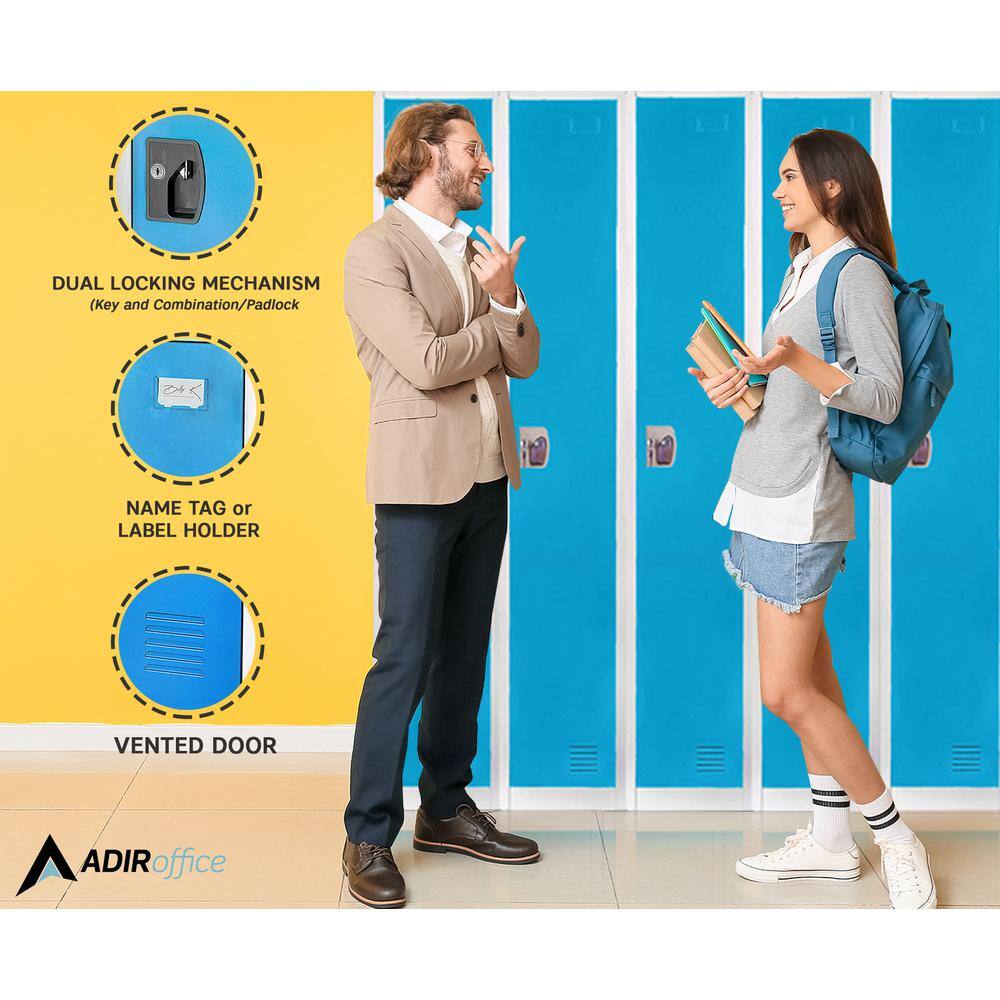 72'' Blue Steel Freestanding Locker with Adjustable Shelving (Set of 4)