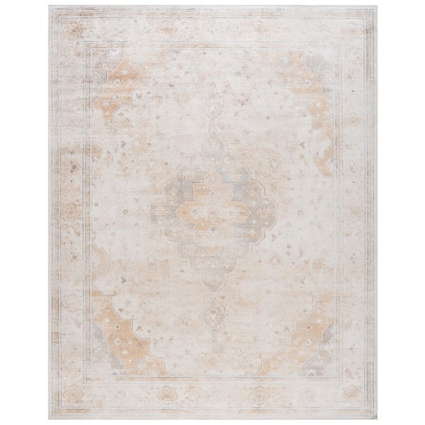Atlas 8 ft. x 10 ft. Ivory/Beige Distressed Vintage Medallion Area Rug