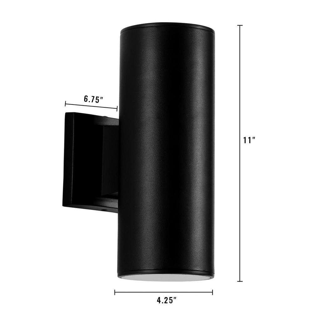 Matte Black Cylinder 11" LED Outdoor Sconce