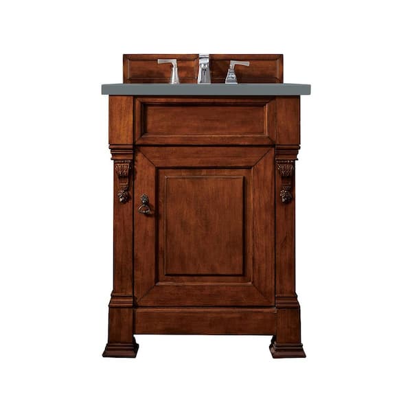 James Martin Vanities Brookfield 26 in. W x 23.5 in. D x 34.3 in. H Bathroom Vanity in Warm Cherry with Cala Blue Quartz Top