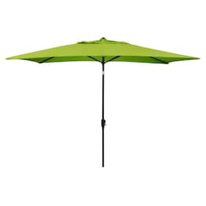 10 ft. x 6 ft. Steel Market Patio Umbrella with Crank Lift and Push-Button Tilt in Lime Green Polyester