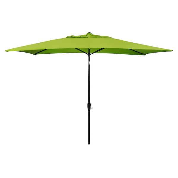 Astella 10 ft. x 6 ft. Steel Market Patio Umbrella with Crank Lift and Push-Button Tilt in Lime Green Polyester
