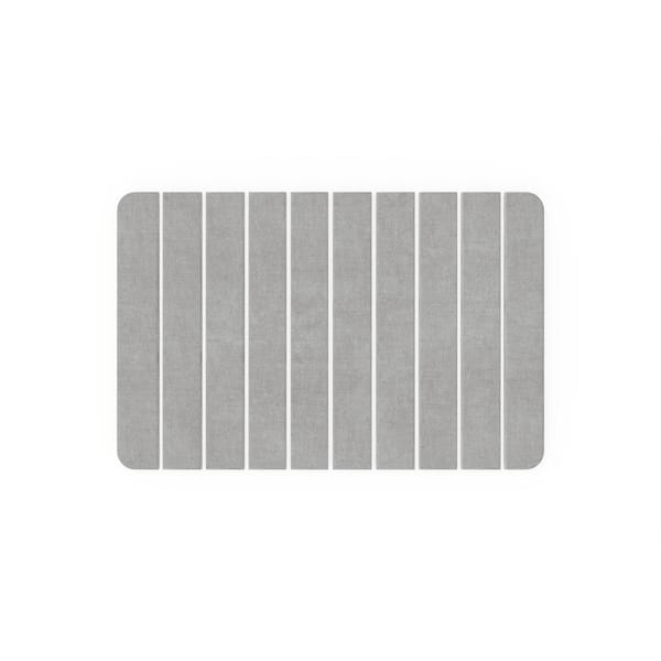 24 in. W. x 15 in. Quick Dry Medium Slatted Gray Rectangle Diatomite Bathmat