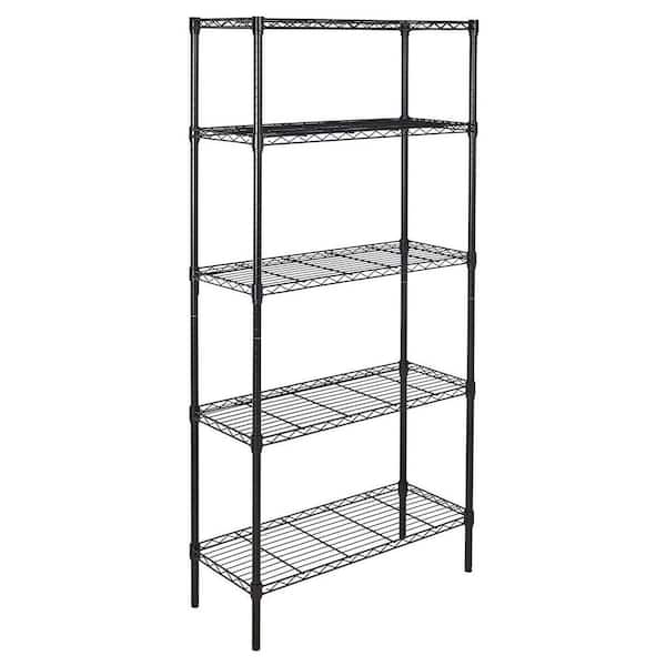 Unbranded Black 5-Tier Adjustable Metal Garage Storage Shelving Unit (36 in. W x 72 in. H x 14 in. D)