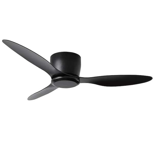 52 in. Indoor Flush Mount Black Ceiling Fan with 6 Speeds Reversible DC Motor for Bedroom, Living Room, Dining Room