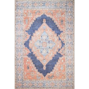 Impressions Navy 8 ft. x 10 ft. Geometric Transitional Area Rug
