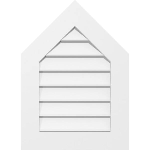 Ekena Millwork 22 in. x 32 in. Peaked Top Surface Mount PVC Gable Vent 12/12 Pitch: Functional with Standard Frame